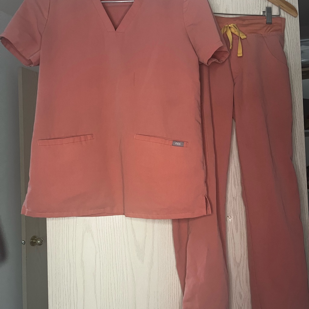 Figs Orange Trousers Straight Leg Design